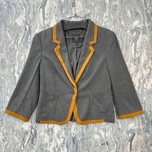 Elegant Gray Blazer with Gold Accents